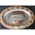 AN ORNATE JEWISH SERVING TRAY SIVERF PLATED ON COPPER SOLD AS IS