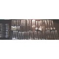 A VINTAGE FINEST QUALITY UNITY VULCAN STAINLESS STEEL 59 PIECE CUTLERY SET SOLD AS IS