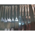 A VINTAGE FINEST QUALITY UNITY VULCAN STAINLESS STEEL 59 PIECE CUTLERY SET SOLD AS IS