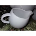 A BOARD MANS TEA JUG, SUGAR BOWL WITH A LID AND A MILK JUG IN GOOD CONDITION SOLD AS IS