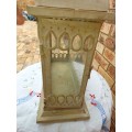 A beautiful off-white tan rustic Edwardian style double candle lantern sold as is
