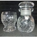 A VINTAGE ENGLISH CRYSTAL DECANTER AND A GLASS