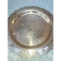 TWO ANTIQUE SILVER-PLATED SERVING TRAYS SOLD AS IS