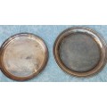 TWO VINTAGE MEDIUM SIZE S/S SERVING TRAYS SOLD AS IS