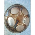 A VINTAGE SILVER-PLATED TRAY WITH COMPARTMENT SOLD AS IS