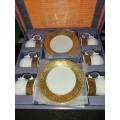 A VINTAGE FINE PORCELAIN CHINA12 PIECE COFFEE SET   WITH GOLD  TRIMMINGS