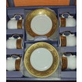 A VINTAGE FINE PORCELAIN CHINA12 PIECE COFFEE SET   WITH GOLD  TRIMMINGS