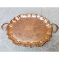 A VINTAGE VICTORIAN-STYLE SOLID SILVER PLATED SERVING TRAY