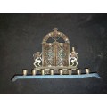 An ornate bronze Minora made in Isreal sold as is