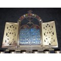 An ornate bronze Minora made in Isreal sold as is