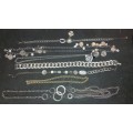 A RARE VINTAGE COLLECTION OF SILVER PLATED OWL AND D+H COSTUME NECKLACES SOLD AS IS
