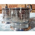 A SET OF 3 TEA GLASS HOLDER EPNS IN GOOD CONDITION SOLD AS IS