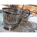 A SET OF 3 TEA GLASS HOLDER EPNS IN GOOD CONDITION SOLD AS IS