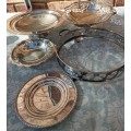 A VINTAGE JOB LOT SIVERPLATED AND EPNS SERVING TRAYS