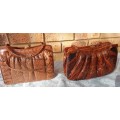 TWO SNAKE SKIN CLUTCH HAND BAGS ONE NEEDS SOME REPAIRS SOLD AS IS