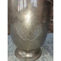 A VINTAGE SILVER PLATED ON BRONZE ICE BUCKET WITH HANDLES