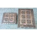 TWO ORNATE SILVER PLATED MADE IN INDIA JEWELRY BOXES