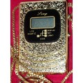 A SONY LCD DIGITAL GOLD PLATED NECKLACE WATCH