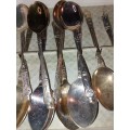 ANTIQUE SILVER PLATE EPNS MADE IN SHEFFIELD ENGLAND SET OF 10 TEASPOONS