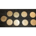 AN ANTIQUE COIN COLLECTION OF 9 ONE PENNY COINS UK