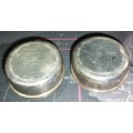 TWO SILVER-PLATED VINTAGE CONDIMENT TRINKETS SOLD AS IS
