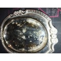 TWO VINTAGE VICTORIAN STYLE SILVER PLATED CANOP`ES TRAYS SOLD AS IS