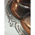 AN ORNATE VINTAGE VICTORIAN SILVER PLATED CANDY-STYLE SERVING TRAY