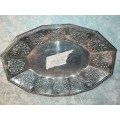 A VICTORIAN STYLE SILVER PLATED SERVING TRAY SOLD AS IS