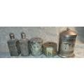 A VINTAGE COLLECTION OF SILVERPLATED SOME WITH GLASS CONTAINERS
