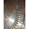 A VINTAGE VICTORIAN SILVER PLATED SERVING TRAY
