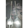 A VINTAGE ALUMINIUM ALLOY HAND-MADE IN MEXICO 1995 SALAD LADEL SET