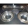A VINTAGE COLLECTION SILVER SILVER-PLATED SERVING TRAY BASKETS