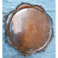 A VICTORIAN DESIGN SILVER PLATED SERVING TRAY SOLD AS IS