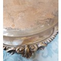 A VICTORIAN DESIGN SILVER PLATED SERVING TRAY SOLD AS IS
