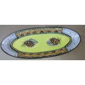 AN ETHNIC DESIGN WITH GUINEA FOWL FEATHERS OVAL PLATTER