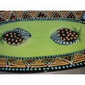 AN ETHNIC DESIGN WITH GUINEA FOWL FEATHERS OVAL PLATTER