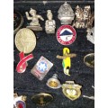 A VINTAGE JOB LOT BADGES AND MEDALLIONS SOLD AS IS