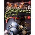 A VINTAGE COLLECTION OF HEAVY BEADED WITH SEMI-PRECIOUS STONES