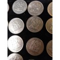 A COLLECTION OF VINTAGE SOUTH AFRICAN 50 CENT NICKEL COINS