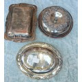 A COLLECTION OF 3 ANTIQUE SILVER PLATED VICTORIAN ENGLISH  TURINES