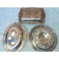 A COLLECTION OF 3 ANTIQUE SILVER PLATED VICTORIAN ENGLISH  TURINES