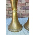 TWO VINTAGE BELRAY MADE IN ENGLAND BRASS VASES