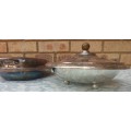 A COLLECTION OF ANTIQUE SILVER PLATED TURINES AND A SERVING TRAY