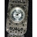 TWO VINTAGE ORNATE CHAIN MAIL BANDED WOMANS DRESS WATCHES