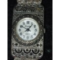 TWO VINTAGE ORNATE CHAIN MAIL BANDED WOMANS DRESS WATCHES