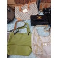 A COLLECTION JOB LOT GUESS AND OTHER BRANDED DESIGNER  LADY`S HANDBAGS