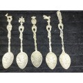 A COLLECTION OF 5 ITALIAN DEMATASSE FIGURAL SPOONS