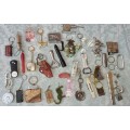 A JOBLOT COLLECTION OF NOVELTY KEY RINGS AND POCKET KNIVES