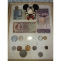 A FRAMED VINTAGE COLLECTION SOUTH AFRICAN NOTES AND COINS