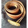 VINTAGE GENUINE LEATHER BELT WITH BUFFALO BUCKLE
